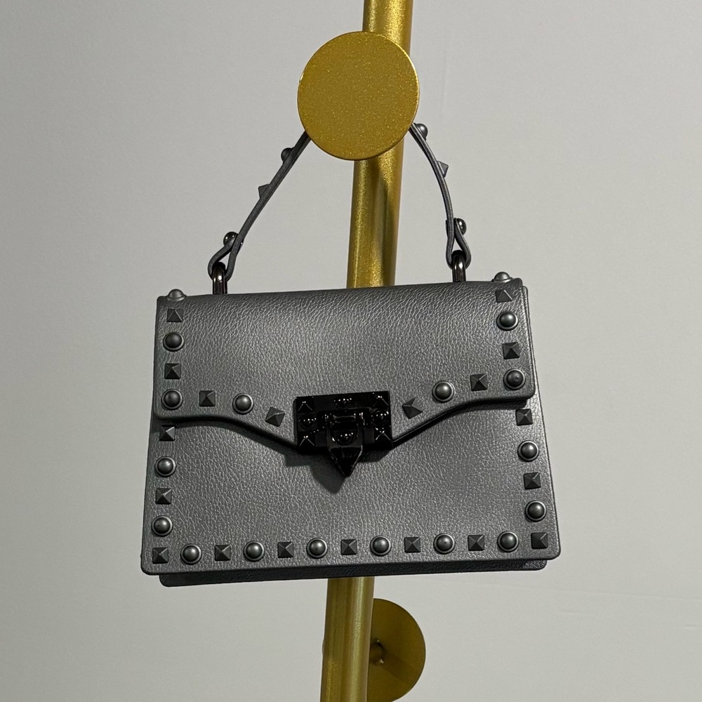 Studded Gray Handbag